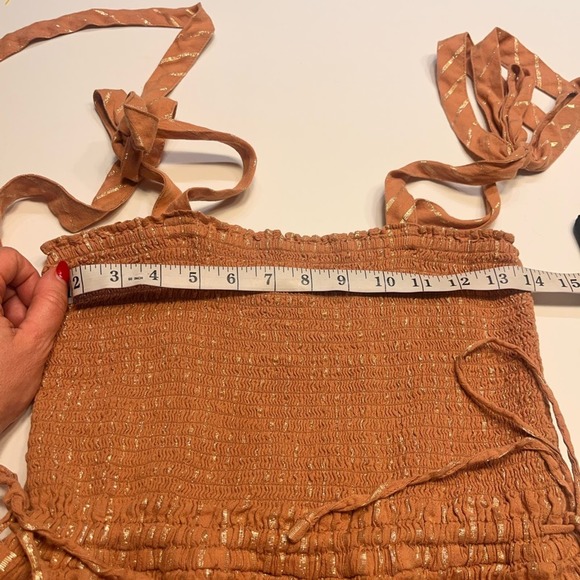 House of Harlow 1960 Shimmer Smocked Tiered Mini Dress Small - Picture 12 of 13